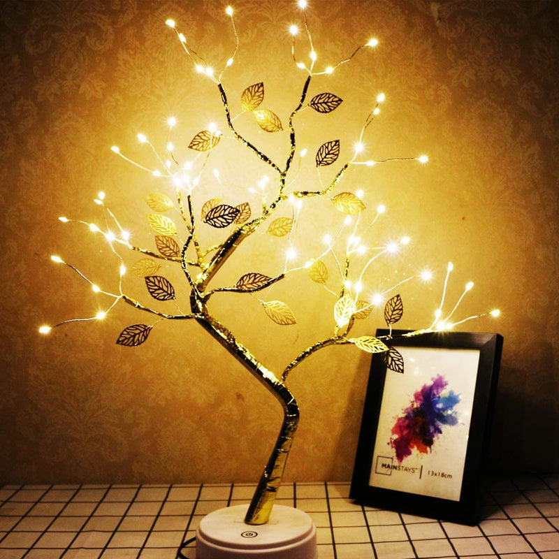 LED Tabletop Bonsai Tree Light Touch Switch DIY Artificial Light Tree Lamp Decoration for Gift Home Decor Battery/USB Operated