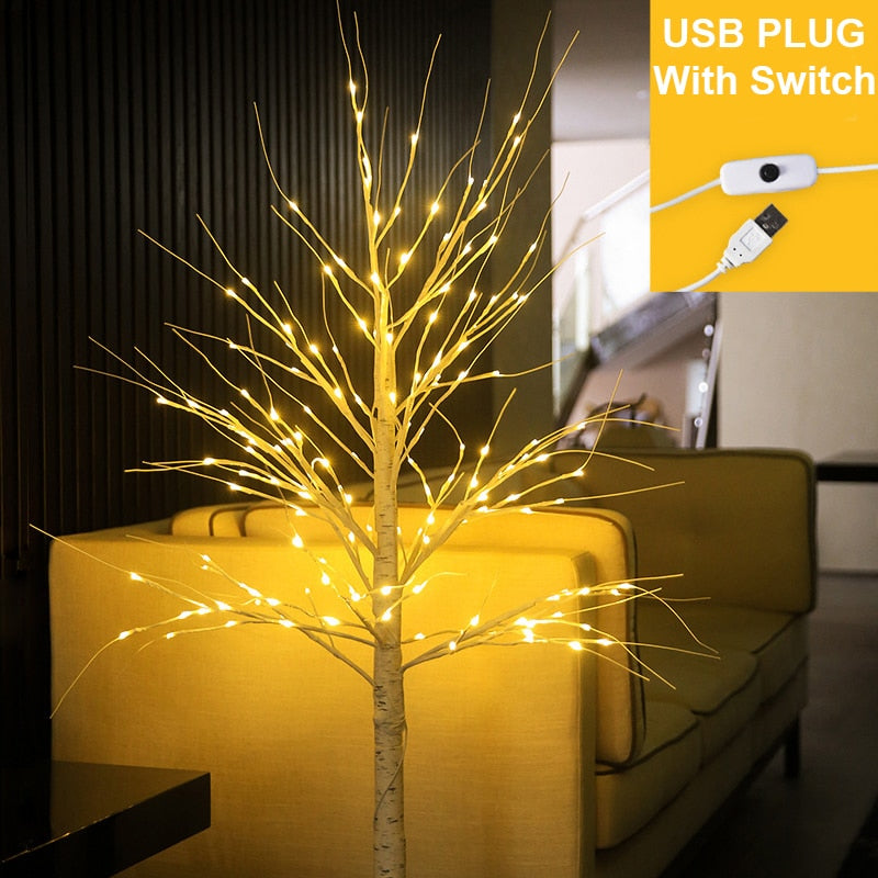 90cm Height LED Birch Tree Light 60LEDs USB Operated with Switch LED Landscape Light Decor for Home Party Wedding Christmas D30