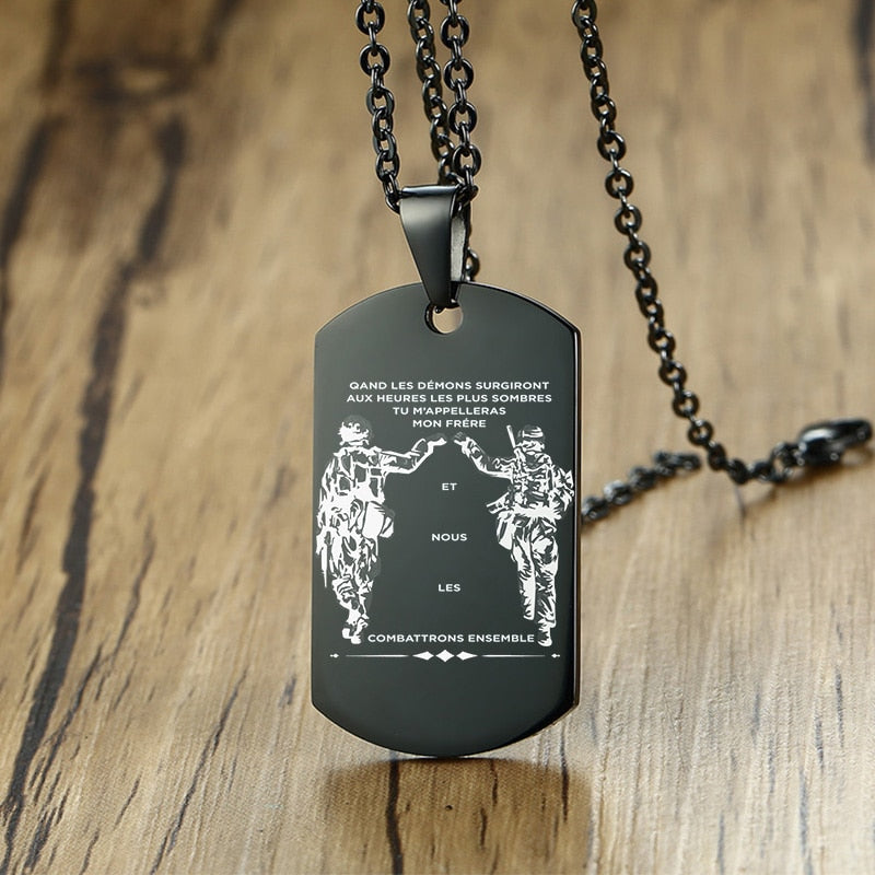 Vnox In the Darkest Hour When Demons Come Brothers Dog Tags for Men Stainless Steel Pendant BFF Necklaces Fraternal Gift