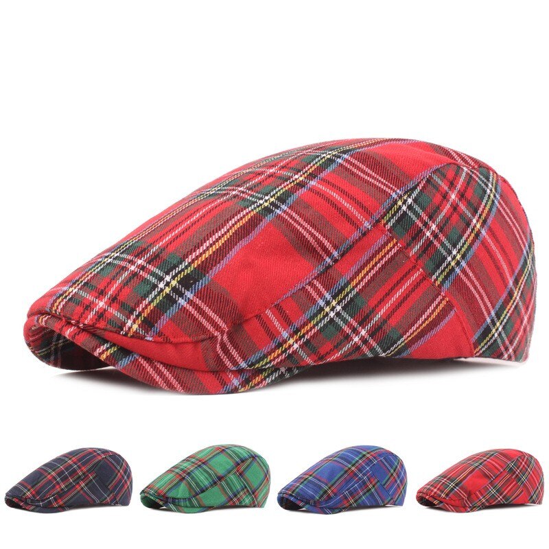 Spring Autumn Hats Adjustable Plaid Beret Hats Men Women Unisex Plain Berets Newsboy Hat Peaked Cap Casual Forward Caps 2021