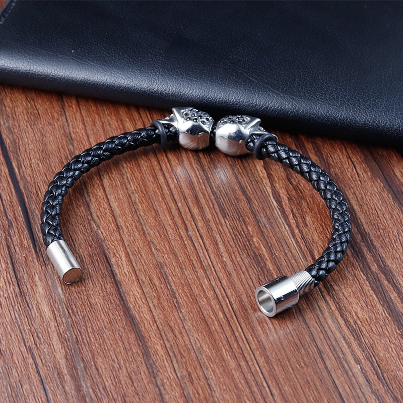 Fashion Men Bracelet Stainless Steel Handmade Rope Bangles black Vintage Leather  Dragon Claw Punk Jewelry Gift Accessories