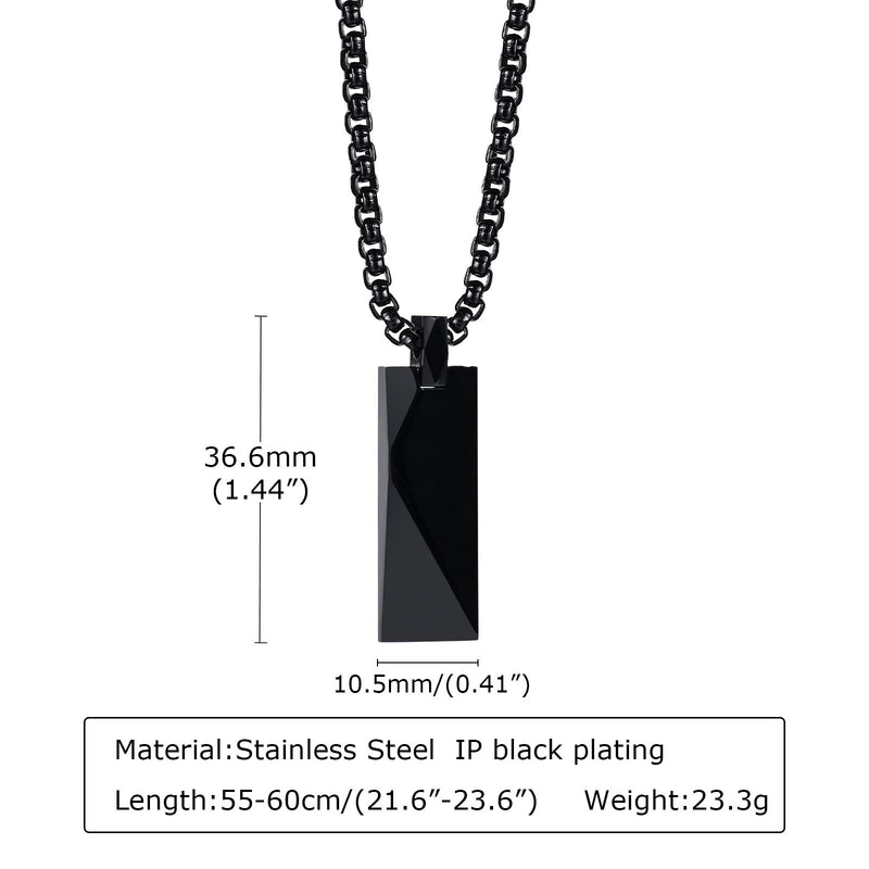 Vnox Mens Stylish Geometric Rectangle Pendant Necklace,Stainless Steel Length Adjustable Box Chain, Male Jewelry Gift