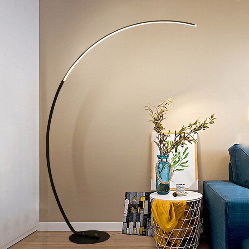 Nordic Arc Shape Floor Lamp Modern Led Dimmable Remote Control Standing Light For Living Room Bedroom Study Decor Lighting