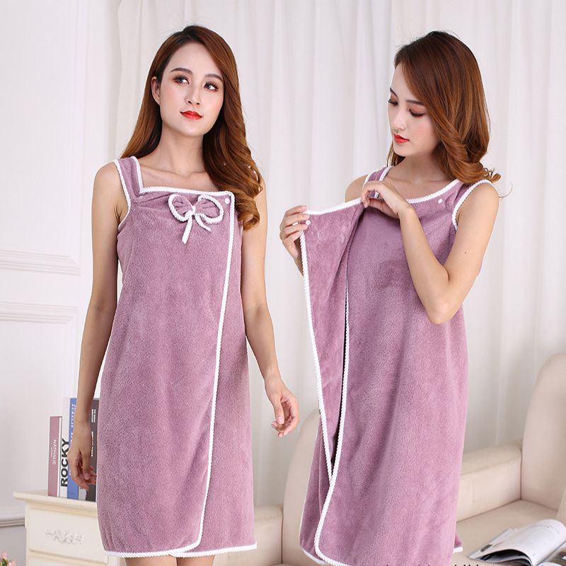 Women Large Bathrobe Quick Dry Wearable Microfiber Soft Bathrobes Plush Thick Absorbent Winter Night Sleepwear Dressing Gown