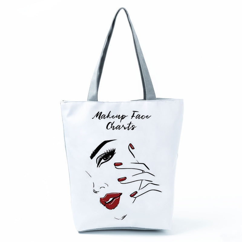 Customize Fashion Women Elegant Red Lips Print Tote Hipster Trend Chic Handbags Ladies Creativity Simple Practical Shoulder Bag