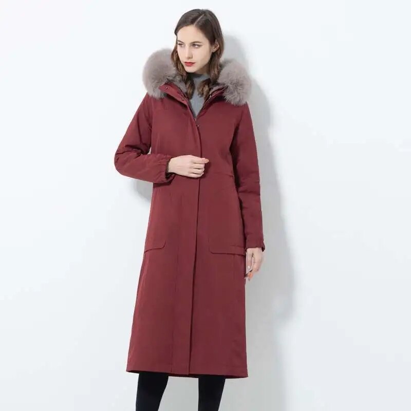 2021 New Women Winter Warm Parker Female Detachable Mink Fur Big Fur Collar Korean Extended Imitationfur Chaquetas De Muje