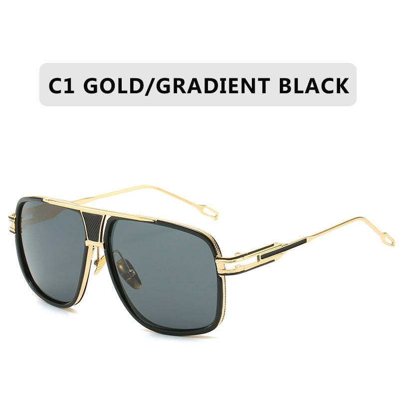 Retro Metal gradient square frame sunglasses Women/Men brand designer vintage Oversized black shades sun glasses Oculos De Sol