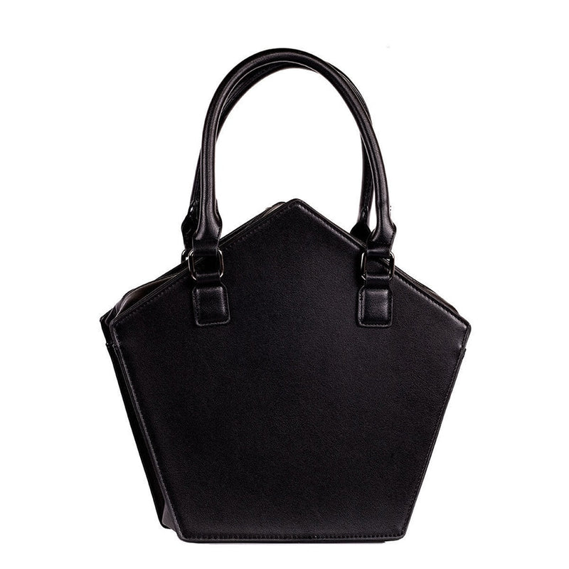 JIEROTYX Pentagram Punk Darkness Gothic Star Handbag Women Girl Black PU Soft Leather Shoulder Bag With Chain High Quality