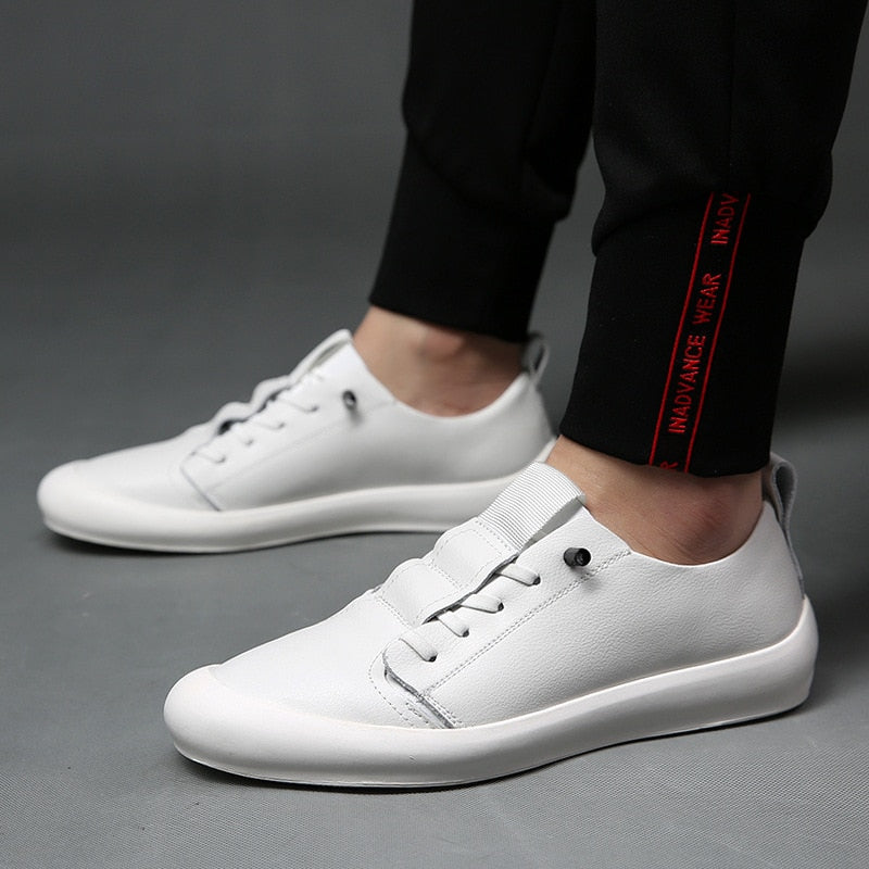 High Quality Brand Casual Shoes For Men Fashion Cow Leather Men White Black Breathable Men Sneakers Shoes