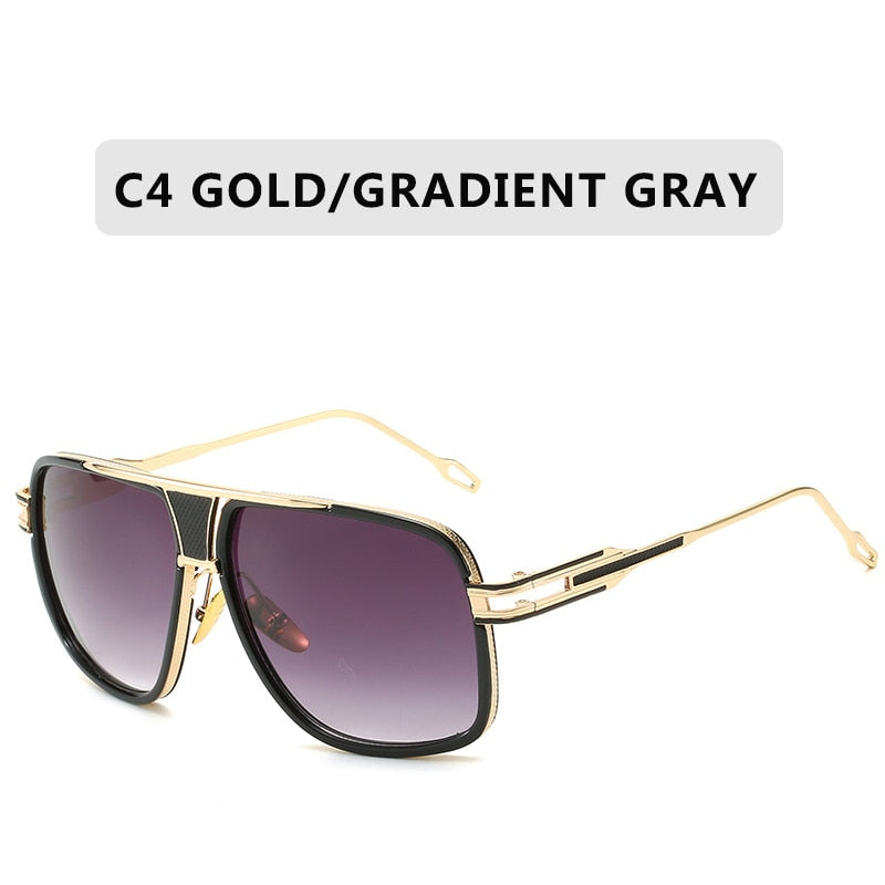 Retro Metal gradient square frame sunglasses Women/Men brand designer vintage Oversized black shades sun glasses Oculos De Sol