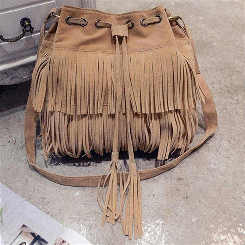 Bag for Women 2021 Bohemia Style Canvas Drawstring Bucket Bag Pearl Shoulder Handbags Women Messenger Bags Bolsa Feminina Bolsos