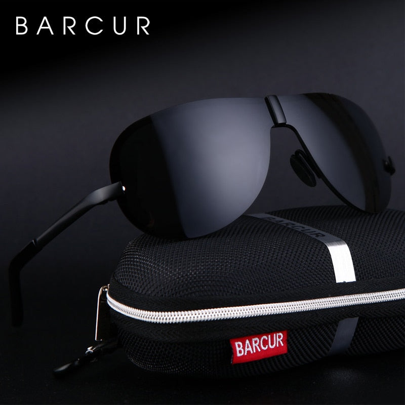 BARCUR Glass Stainless Steel Polarized Sunglasses Men Driving Male Sunglasses oculos Male Eyewear Accessories For Men