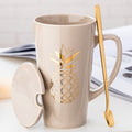 500ML Couple Cup Ceramic Coffee Mug With spoon an Cover Creative Valentine&#39;s Day Wedding Birthday Gift