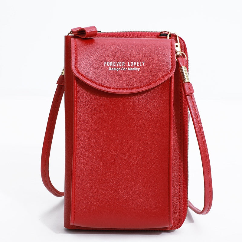 2022 Women Wallet Shoulder Mini Leather Bags Straps Mobile Phone Big Card Holders Wallet Handbag Money Pockets Girls Small Bags
