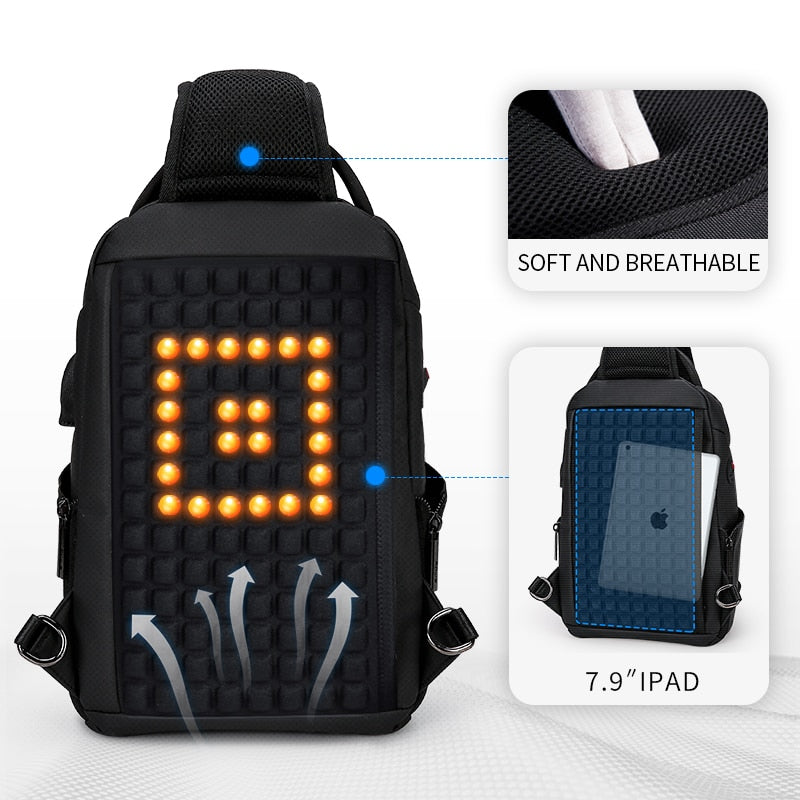 Fenruien Multifunction Crossbody Bags Men USB Charging Chest Pack Short Trip Messengers Chest Bag Water Repellent Shoulder Bag