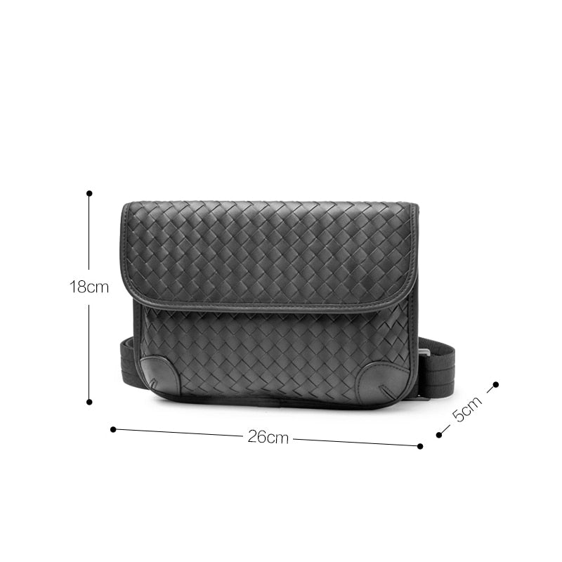 Chest Bag Men Authentic Leather Weave Luxury Brand Design Crossbody Shoulder Bag Multi-Functional Simple Messenger Bag 2022 New