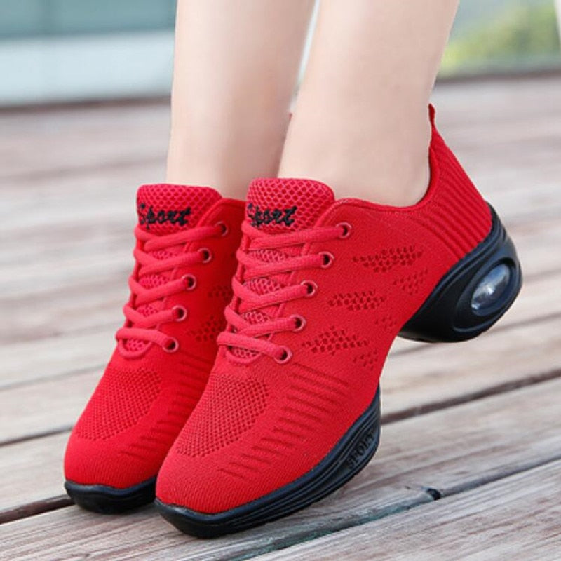 Brand Women Shoes Soft Outsole Woman Breath Jazz Hip Hop Shoes Feature Dance Sneakers Ladies Girl&