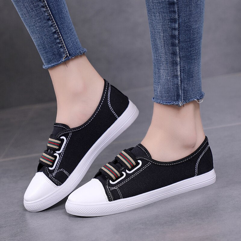 2021 Women Sneakers Canvas Shoes Woman Flats Shoes White Shoes Black Casual Shoes Ladies Loafers Espadrilles Zapatos Mujer 6816
