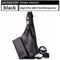 JackKevin Men&#39;s Fashion Crossbody Bag Theftproof Rotatable Button Open Leather Chest Bags Men Shoulder Bags Chest Waist Pack