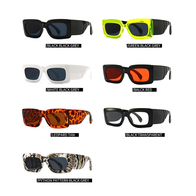 RUOBO Brand Designer Small Rectangle Pythons Grain Sunglasses For Women&