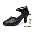 HROYL 2020 Sequins+PU modern dance shoes for womem/ladies pole tango ballroom dance shoes suede sole high heels 5cm/7cm soft