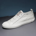 Men Genuine Leather Casual White Shoes Mens Slip on Lazy White Shoe 2020 Fashion Breathable Comfortable Cowhide Flats Loafers