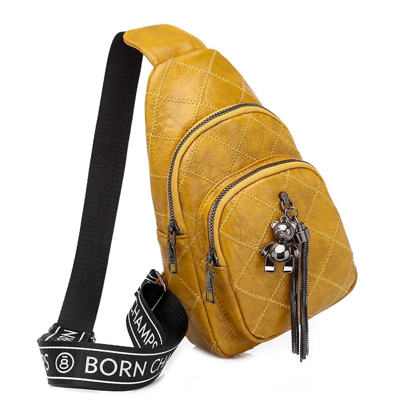 Women Chest Bag Chain tassel Sling bag small Casual female messenger Crossbody Bags soft PU leather ladies Waist Belt Bag wallet
