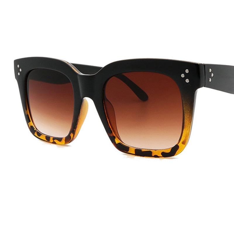 vintage Gradient Square sunglasses woman fashion black rivet shades for women Sunglasses Female UV400
