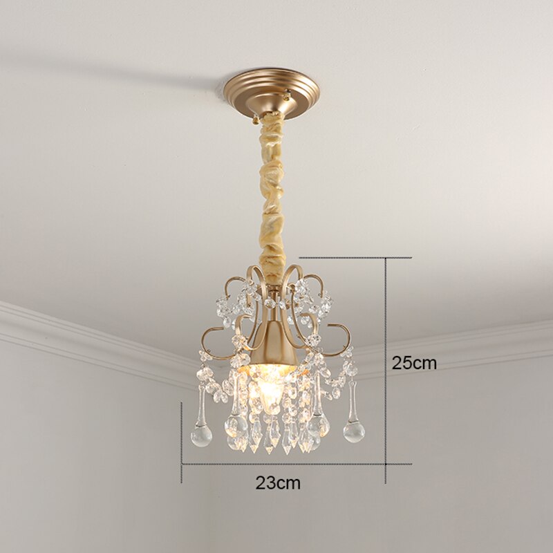 Modern Gold Crystal Small Round Ceiling Chandelier For Corridor Aisle Balcony Bedroom Living Room Led Home Indoor Light Fixtures