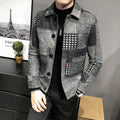 2022 Autumn and Winter Fashion New Men&#39;s Casual Lapel Hoodless Jacket / Male Slim Plaid Woolen Coat