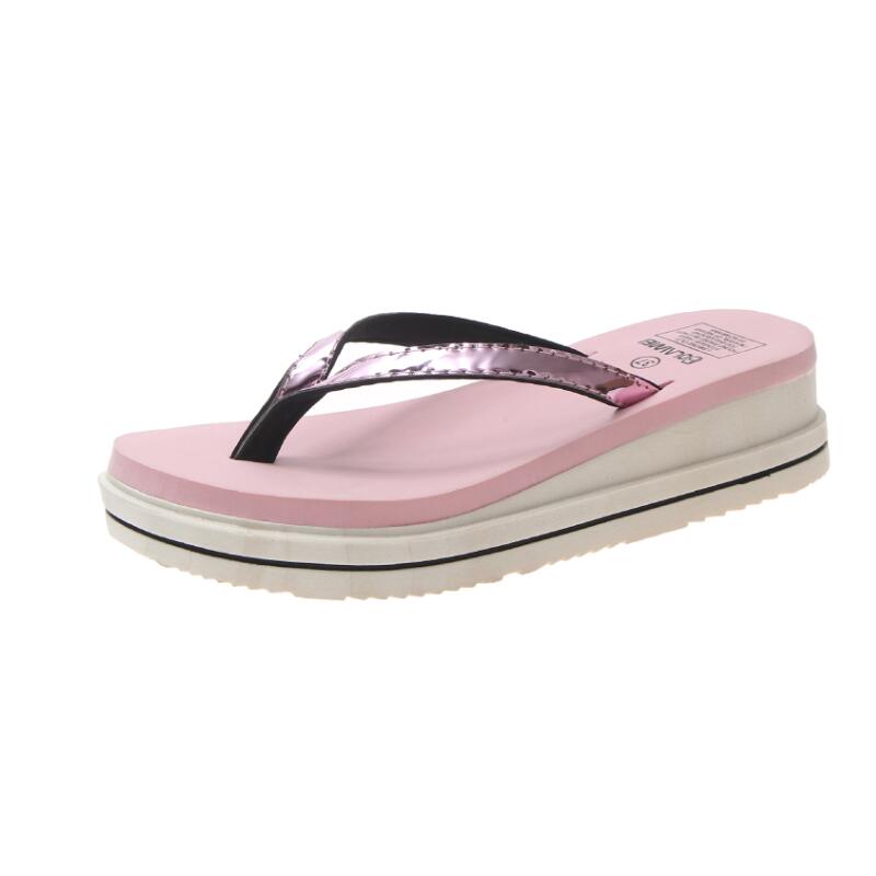 LLUUMIU summer flip flops women wedge 2021 trending Beach Non-Slip Casual Wear-Resistant Platform Slippers shoes for women pink