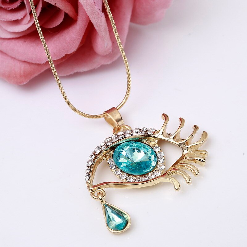 New Fation Exaggerate Accessories Magic Eye Crystal Tears Sweater Chain Female Necklace &amp; Pendants Long Necklace