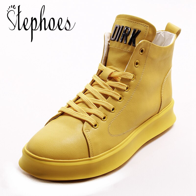 Stephoes New Arrival Men Fashion Casual Ankle Boots Spring Autumn High Top Leisure Sneakers Male Trend Men Leather Hip Hop Shoes