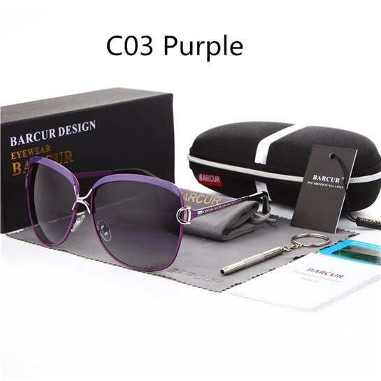 BARCUR New Fashion Sunglasses Women White Frame Gradient Polarized Sun Glasses Driving UV400 Eyewear with Update Box Free