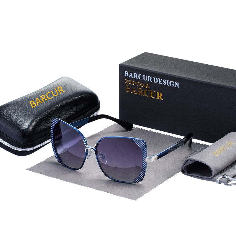 BARCUR Brand Designer Fashion Lady Polarized Sunglasses Women UV400 Gradient Lens Driving Sun Glasses With Original Case