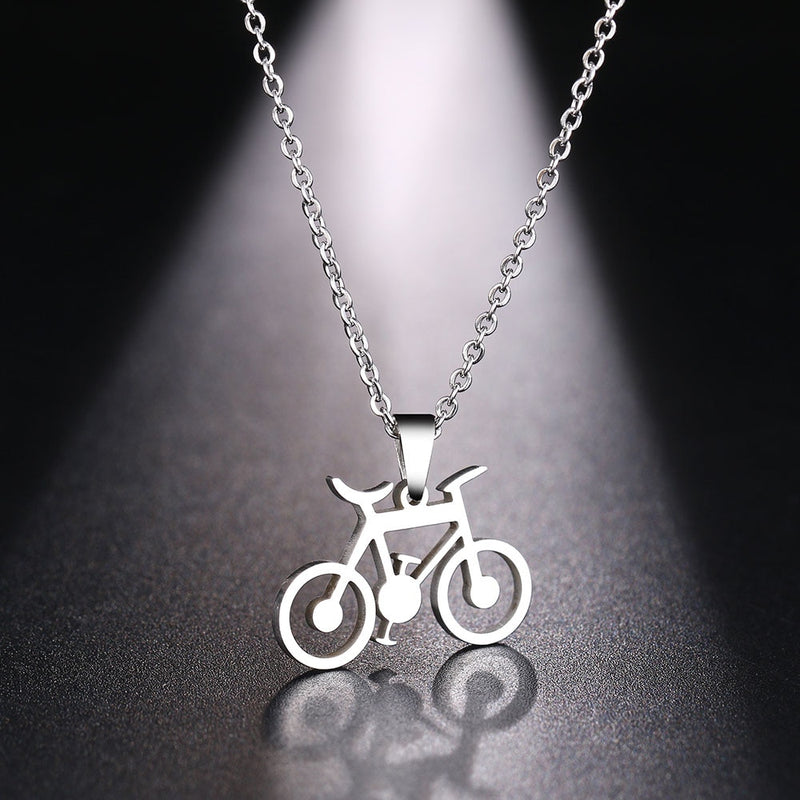 DOTIFI Stainless Steel Necklace For Women Man Classic Bicycle Gold And Silver Color Choker Pendant Necklace Engagement Jewelry
