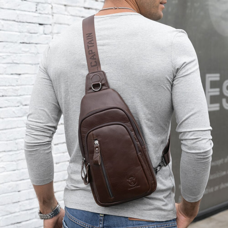 BULLCAPTAIN Fashion Genuine Leather Crossbody Bags men Brand Small Male Shoulder Bag casual men&