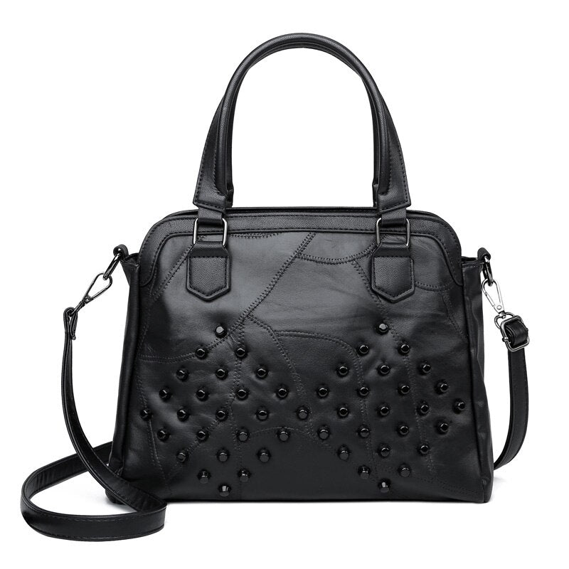 Fashion Sheepskin Leather Women Handbag Luxury Rivet Ladies Hand Bags Tote Bag Famous Brand Messenger Crossbody Bags for Women
