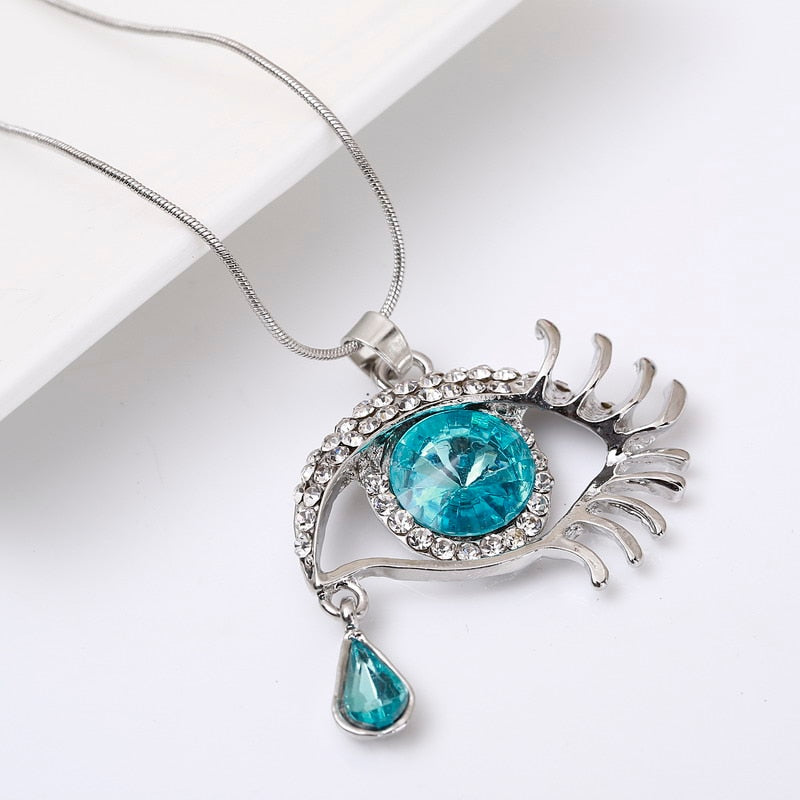New Fation Exaggerate Accessories Magic Eye Crystal Tears Sweater Chain Female Necklace &amp; Pendants Long Necklace