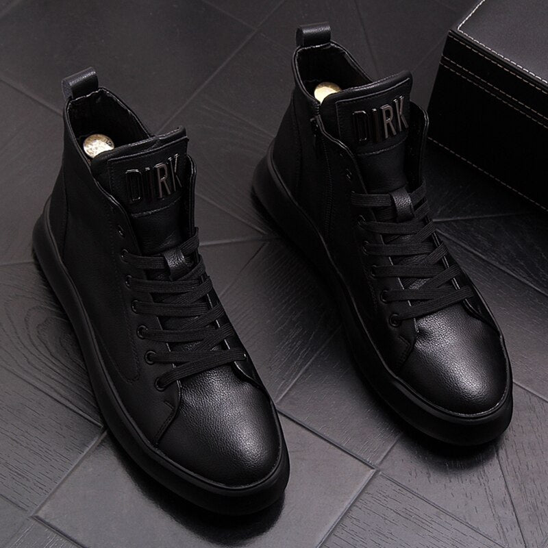 Stephoes New Arrival Men Fashion Casual Ankle Boots Spring Autumn High Top Leisure Sneakers Male Trend Men Leather Hip Hop Shoes