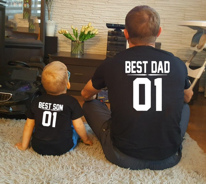 1pcsBest Dad Best Son 01 Dad and Me Tshirts Father and Son  Family  Outfits Fathers Day Gift Baby Boy Summer Look