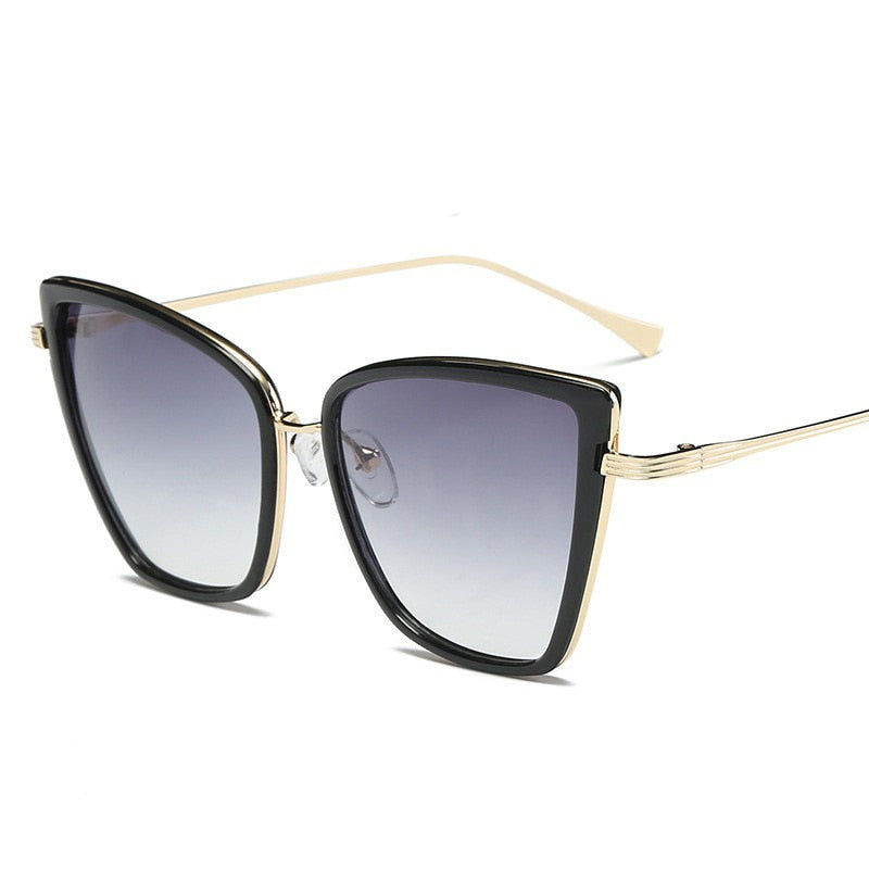 2022 New Brand Designer Cateye Sunglasses Women Vintage Metal Glasses For Women Mirror Retro Lunette De Soleil Femme UV400