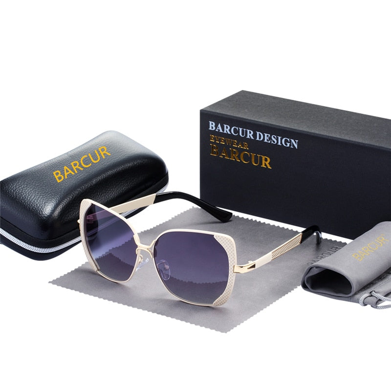 BARCUR Brand Designer Fashion Lady Polarized Sunglasses Women UV400 Gradient Lens Driving Sun Glasses With Original Case