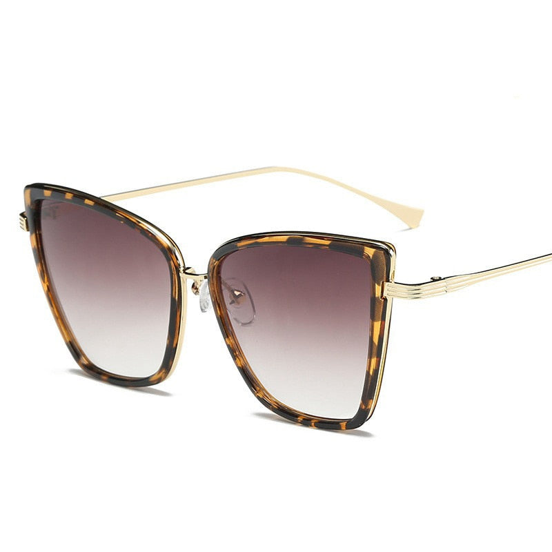 2022 New Brand Designer Cateye Sunglasses Women Vintage Metal Glasses For Women Mirror Retro Lunette De Soleil Femme UV400
