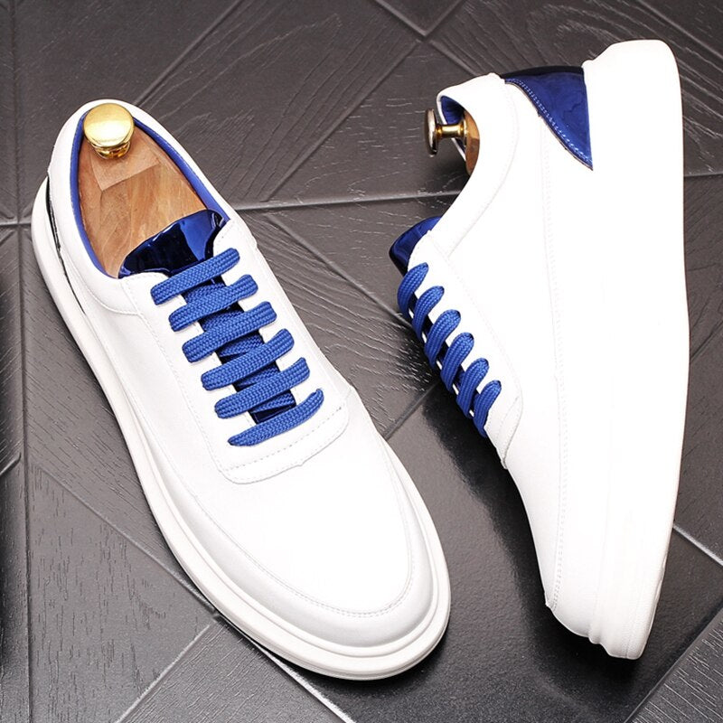 Stephoes New Men Fashion Casual Shoes Summer Leather Youth Trending Breathable White Shoes Male Thick Bottom Leisure Sneakers