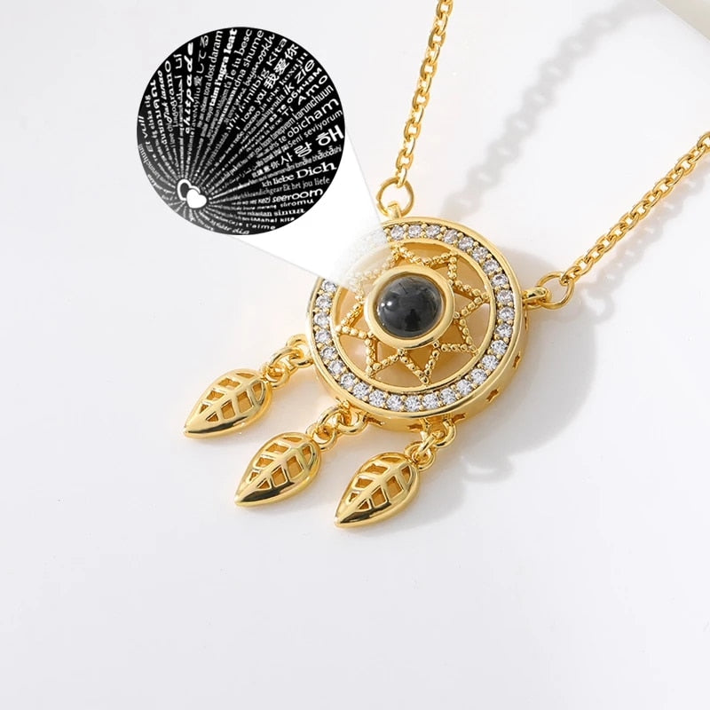 New Fashion Dream Catcher Necklace Exquisite Stainless Steel Chain Hollow100 Language Necklaces Best Friend Gift BFF