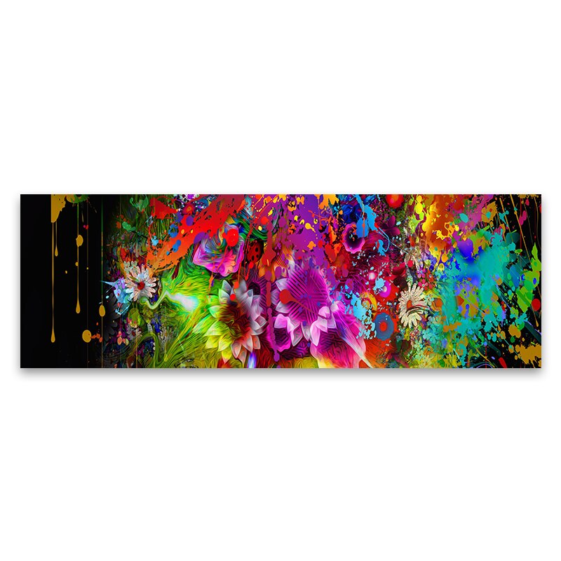 Large Abstract Poster Different Colors Flowers Wall Art Canvas Oil Painting Color Bird Modern For Living Home Room Decor Picture