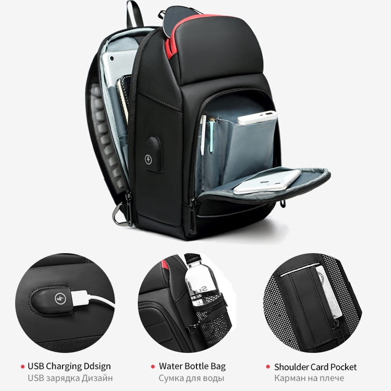 EURCOOL Multifunction Men Chest Bag for 9.7&quot;USB Backpack Charging Messenger Handbags Crossbody Shoulder Sling Male Bags Bolsas