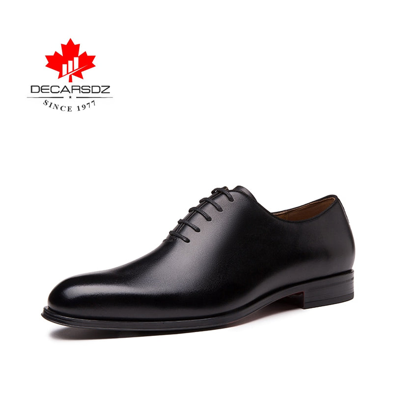 DECARSDZ Men Dress Shoes 2022 New Full Grain Cow Genuine Leather Oxford Shoes Men Classic Retro High Quality Design Foraml Shoes