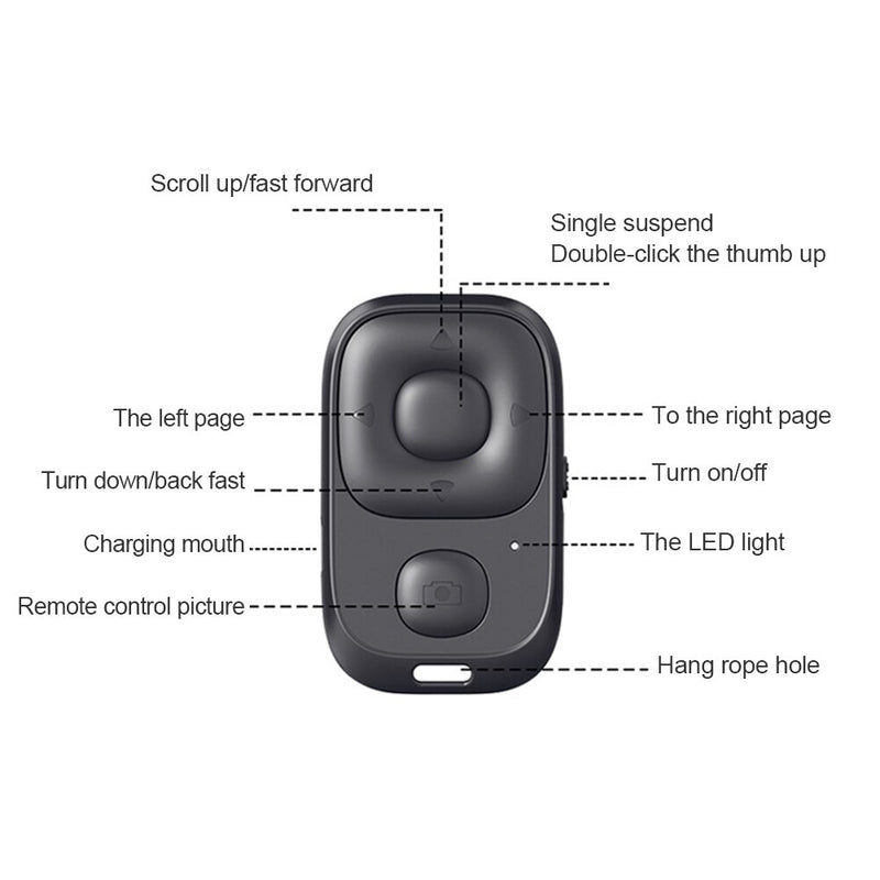 Mini Wireless Selfie Remote Control Bluetooth-compatible Shutter Release Button Camera Phone Self-timer Page Turning Controller
